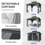 Airwire 10x12 FT Gazebo Hardtop Gazebo, Aluminum Pergola with Double Galvanized Steel Roof, Curtains and Netting Included, Outdoor Gazebos Canopy for Patio, Backyard, Deck, Lawn,Grey - Image 8