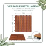 Solid Wood Interlocking Flooring Tiles (Pack of 10, 12" x 12"), Acacia Deck Tiles, Floor Tiles for Both Indoor and Outdoor Use, Waterproof All Weather, 9 Slat (12 x 12, 9 Slat) - Image 5