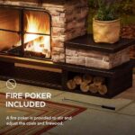 SUNJOY Outdoor Fireplace with Wood Storage and Chimney, Patio Wood Burning Fire Pit with Mesh Spark Screen Doors, Fire Poker, and Removable Grate, for Patio Garden Deck Backyard, Copper and Black - Image 9