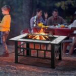 Fire Pit Table for Outside 37 Inch Square Firepits with Grill Large Wood Burning Heavy Duty Steel BBQ Bonfire Pit Outdoor Cooking with Spark Screen Log Grate Poker for Backyard Garden Camping - Image 6