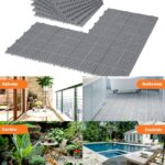 12 PCS Interlocking Deck Tiles 12" x 12", Non-Slip Drainage Plastic Flooring Tiles for Bathroom, Balcony, Poolside, Waterproof Indoor&Outdoor Garage Flooring, All Weather Use, Rosette Pattern, Grey - Image 7
