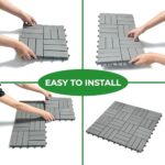 Interlocking Deck Tiles 12"x12"x0.94'' Gray Acacia Wood Patio Decor Flooring Tiles-Interlocking FSC Wood Flooring Squares Tile-Home Decor Floor Wood Tiles. Fresgard Brand Name 10pcs Pack - Image 4