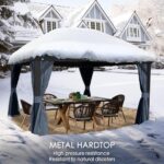 Kozyard Alexander 10' X 12' Hardtop, Aluminum Metal Gazebo with Galvanized Steel Double Roof Canopy, Curtain and Netting, Permanent Pavilion for Patio, Backyard, Deck, Lawn (Gray) - Image 8