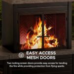 SUNJOY Outdoor Fireplace with Wood Storage and Chimney, Steel Metal Wood Burning Fire Pit with Mesh Spark Screen Door & Fire Poker, Fireplace Tool and PVC Cover, for Patio Garden Deck Backyard, Black - Image 4