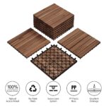 Yaheetech 108PCS Acacia Wood Interlocking Flooring Tiles Waterproof Flooring for Outdoor & Indoor Patio,Balcony,Garden,Poolside,12 × 12 in,Brown - Image 8