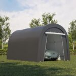 FansaFurn Carport, 10'x15' Outdoor Round Portable Garage with 2 Roll up Doors, Heavy Duty Storage Shelter Car Canopy Party Tent, Dark Gray