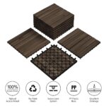 Yaheetech 27PCS Acacia Wood Interlocking Flooring Tiles Waterproof Flooring for Outdoor & Indoor Patio,Balcony,Garden,Poolside,12 × 12 in,Black - Image 5