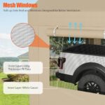 JAMFLY Carport, 12x20 ft Heavy Duty Carport with Roll-up Windows, Portable Garage with Removable Sidewalls & Doors, Car Canopy with Sandbags and All-Season Tarp for Car Boat Truck Motorcycle, Khaki - Image 3