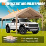Carport Canopy 10'x20' Heavy Duty Replacement Cover, Beefull Carport Replacement Canopy for Car Garage, Waterproof & UV Protected Tarp with Ball Bungees, Beige(Frame is not Included) - Image 6