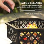 Outsunny 28" Outdoor Fire Pit Grill, Portable Wood Burning Firepit for Outside with Cooking Grate, Fire Poker, Spark Screen Lid, Steel Hexagon Fireplace for Patio Bonfire Backyard BBQ Camping Picnic - Image 4