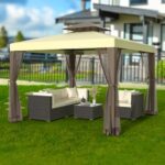 Gazebo, 10'x10' Canopy Tent Waterproof UV-Resistant 2-Tier Top Sturdy Outdoor Canopy Shelter for Camping w/Mosquito Netting for Garden Patio Backyard(White) - Image 4