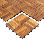 Yangming Deck Tiles Interlocking 10 Pack Solid Wood Outdoor Flooring Waterproof 12"X12" for Patio Porch Garden Balcony Poolside
