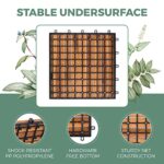 Solid Wood Interlocking Flooring Tiles (Pack of 10, 12" x 12"), Acacia Deck Tiles, Floor Tiles for Both Indoor and Outdoor Use, Waterproof All Weather, 9 Slat (12 x 12, 9 Slat) - Image 2