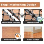 PrimeZone 27 PCS Solid Acacia Wood Interlocking Deck Tiles - 12" x 12" Waterproof Indoor Outdoor Patio Flooring Decking Tiles for Balcony, Backyard & Poolside, All Weather Use, Natural Wood - Image 4