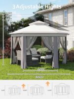 HarmonyHealth 13 x 13FT Pop Up Gazebo, Hexagonal Outdoor Canopy Shelter, Instant Patio Gazebo Tent With Mesh Netting and Strong Steel Frame for Patio Backyard Garden Wedding Party,Light Gray+Dark Gray - Image 5