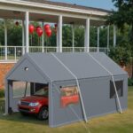 Car Ports 12x20 Heavy Duty,Carports with Sidewalls,Carport Canopy All Weather,Gray - Image 9