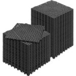 VEVOR Interlocking Tile 50PCS Black, Drainage Tiles 12" x 12" Splicing, Soft PVC Interlocking Drainage Floor Tiles, Non-Slip Drainage Holes for Restroom, Bathroom, Kitchen, Pool, Wet Areas