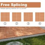 PrimeZone 27 PCS Solid Acacia Wood Interlocking Deck Tiles - 12" x 12" Waterproof Indoor Outdoor Patio Flooring Decking Tiles for Balcony, Backyard & Poolside, All Weather Use, Natural Wood - Image 5