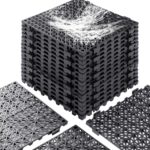 12” x 12” Drainage Interlocking Floor Tiles, 12 Pack Non-Slip Pool Deck Drain Tiles for Flooring, Soft PVC Splicing Modular Cushion Mats, Rubber Floor Tiles with Holes for Shower Basement Garage Shed