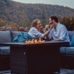 Grand patio Outdoor Propane Fire Pit Table with Cover/Lid for Patio, 43 inch 60,000 BTU,Wicker/Rectangle - Image 8