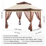 VEVOR Pop up Gazebo for 8-10 Person, with Mosquito Netting, Metal Frame, and PU Coated 250D Oxford Cloth, Outdoor Canopy Shelter for Patio, Backyard, Lawn, Garden, Deck, 11 x 11 FT, Brown - Image 7
