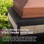 Sunjoy Outdoor Fireplace, Smith Collection Patio Wood Burning Steel Fireplace with Chimney, Spark Screen, Fire Poker, and Removable Grate, Copper with Yellow Tile - Image 6