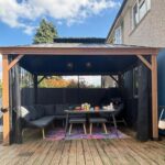 PURPLE LEAF 10' X 12' Outdoor Hardtop Gazebo for Patio Galvanized Steel Double Roof Permanent Canopy Teak Finish Coated Aluminum Frame Pavilion Gazebo with Netting - Image 2