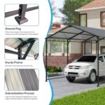 10x15 FT Carport with Galvanized Steel Roof, Heavy Duty Metal Carport Canopy, Waterproof Metal Car Tent Garage Outdoor Storage Shed for Pickup, Boat, Car and Tractors, Grey - Image 4