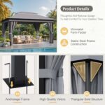 Devoko Outdoor Gazebo for Patio 10'x 13' Heavy Duty Metal Frame Canopy with Expansion Bolts & Double Roofs, Party Tent & Shelter with Mosquito Nettings and Privacy Screen for Backyard, Garden (Grey) - Image 3