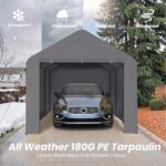 Kecreque Carport 10x20 Heavy Duty Portable Garage w/Removable Sidewalls & Roll-Up Door Car Canopy Party Tents Waterproof UV Resistant All Weather Car Port for Trucks,Boats(Grey) - Image 4