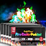 Magic Campfire Fire Color Changing Packets for Fire Pit (10 Pack) Outdoor Fireplaces & Bonfires, Rainbow Colored Flames - Perfect Camping Essential & Accessories - Must Have for Kids & Adults