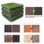 XLX TURF Outdoor Artificial Grass Tiles Interlocking Turf Squares 9 Pack, 12"x12" Fake Grass Mat for Balcony Patio Deck Flooring Decor, Pets Dog Pee Pad, Self-draining 8 Buckle System - Image 6