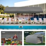 Carport, 10‘ x 20’ Heavy Duty Portable Garage All-Season Car Canopy w/Removable Sidewall & Doors, Carport Canopy Party Tent w/Water-Resistant Tarp for Backyard (Grey, 10‘ x 20’) - Image 7