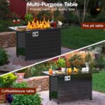 Xbeauty Fire Pit Propane Gas FirePit Table 43" Outdoor Fire Pit Rectangular Tabletop with Lid, Rain Cover, for Outside Garden Backyard Deck Patio - Image 3