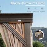 Domi 12x14FT Lean to Gazebo, Hardtop Wall Mounted Gazebo with Sloping Galvanized Steel Roof, Wall Pergola with Aluminum Frame, Curtains and Netting, for Patio, Deck, Garden, Backyard - Image 7