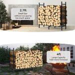 4ft Outdoor Firewood Rack with Cover Combo Set Waterproof for Wood Storage, Adjustable Fire Log Stacker Stand, Heavy Duty Firewood Holder for Fireplace Metal Lumber Storage Carrier Organizer - Image 7