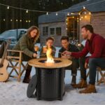lovamsal 30 Inch Round Propane Fire Pit,50,000 BTU Iron Gas Firepit with Ignition Systems,w/Lid,Glass Stones,Outdoor Fire Table for Outside Patio,Deck-Black - Image 8