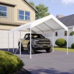 Aoxun 10x20 ft Heavy Duty Carport with Tarp & Wind Resistance Portable Carport Car Tent Outdoor Car Port with Tear Resistant Canopy, No Sidewall - White - Image 5
