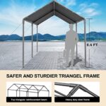 Carport 10x20ft Heavy Duty Car Tent, Portable Garage, Car Shelter, All-Season Tarp Tent for Car, Party，Grey - Image 4