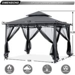ABCCANOPY Gazebos for Patios 10x12 - Outdoor Steel Frame Gazebo with Mosquito Netting for Lawn Backyard Garden Deck (Dark Gray) - Image 5