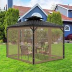 OIPUNSHLE Gazebo Universal Replacement Mosquito Netting, 10'x12' Gazebo Netting Outdoor, 4-Panel Screen Walls for Outdoor Patio with Zipper (Mosquito Net Only) (Brown) - Image 7