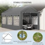 YMGSCC Dark Gray 10' X 20' Party Tent Carport, Height Adjustable Portable with Mesh Windows for Parties, Wedding and Events - Image 3