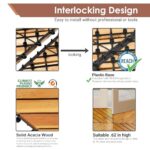 PrimeZone 9 PCS Solid Acacia Wood Interlocking Patio Deck Tiles - 12" x 12" Indoor Outdoor Waterproof Flooring Tiles for Balcony, Backyard & Poolside, All Weather Use, Natural Wood, Diagonal - Image 4
