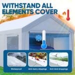 Quictent 10x20 ft Heavy Duty Carport Canopy Galvanized Car Tent Outdoor Garage Boat Shelter with Reinforced Structure with Roll-up Ventilated Windows Sidewall - White - Image 5