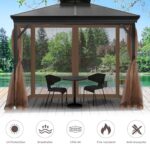 Gazebo Universal Replacement Mosquito Netting, 10' x 12' Outdoor Canopy Net Screen 4-Panel Sidewall Gazebo Curtains, with Zippers, Easy to Install, Fit for Most Gazebos 10x12 Canopy，Patio （Brown） - Image 2