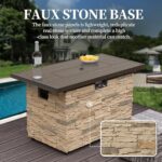 PIZZELLO 43¡± Propane Fire Pit Table Outdoor Rectangular Stone Firepit Table 50,000 Btu Propane Fire Tables for Outside Patio with Glass Wind Guard, Lid, Fire Glass Beads,Buff Rock Look - Image 8