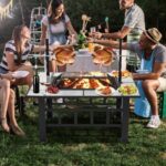 Fire Pit Table for Outside 37 Inch Square Firepits with Grill Large Wood Burning Heavy Duty Steel BBQ Bonfire Pit Outdoor Cooking with Spark Screen Log Grate Poker for Backyard Garden Camping - Image 2