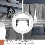 ALAULM 10'x 14' Outdoor Hardtop Pergola,Wall Mounted Lean to Gazebo with Curtains and Netting,Galvanized Metal Frame,Sunshade for Patio, Backyard, Deck and Lawns-Gray - Image 5