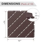 VANCASTLE Interlocking Floor Tiles, 12" x 12" Outdoor Flooring，All-Weather Waterproof Deck Tiles for Patio/Poolside/Garage/Gym, 1 Sq Ft Coverage per Tile, Easy to Install, Dark Brown/9 Pack - Image 5