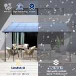 10x14 FT Outdoor Pergola Gazebo - Large Wall-Mounted Hardtop Lean-to Gazebo Sunroom Canopy Outdoor Pergola with Waterproof Roof, Heavy Duty Waterproof Patio Awning for Patio, Decks, Backyard, Grey - Image 5